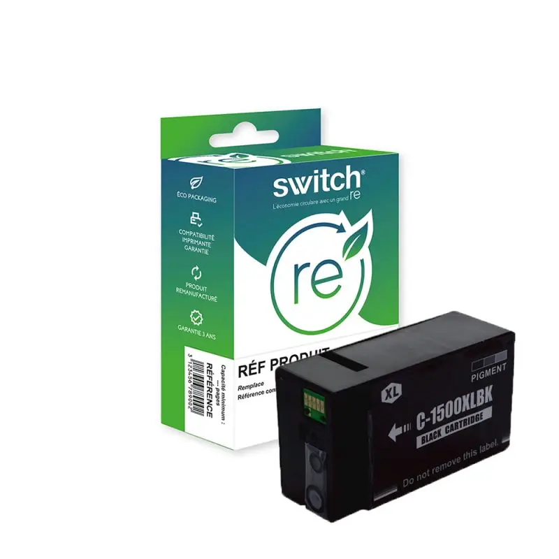 Canon 1500XL Cartouche Noir remanufacturé équivalent à PG-1500, 9182B001 · Switch RE