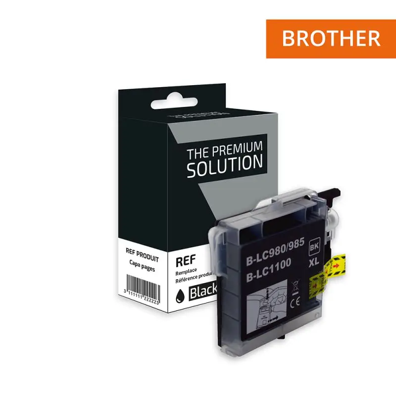Brother 980/1100 Cartouche Noir compatible équivalent à LC980, LC1100B