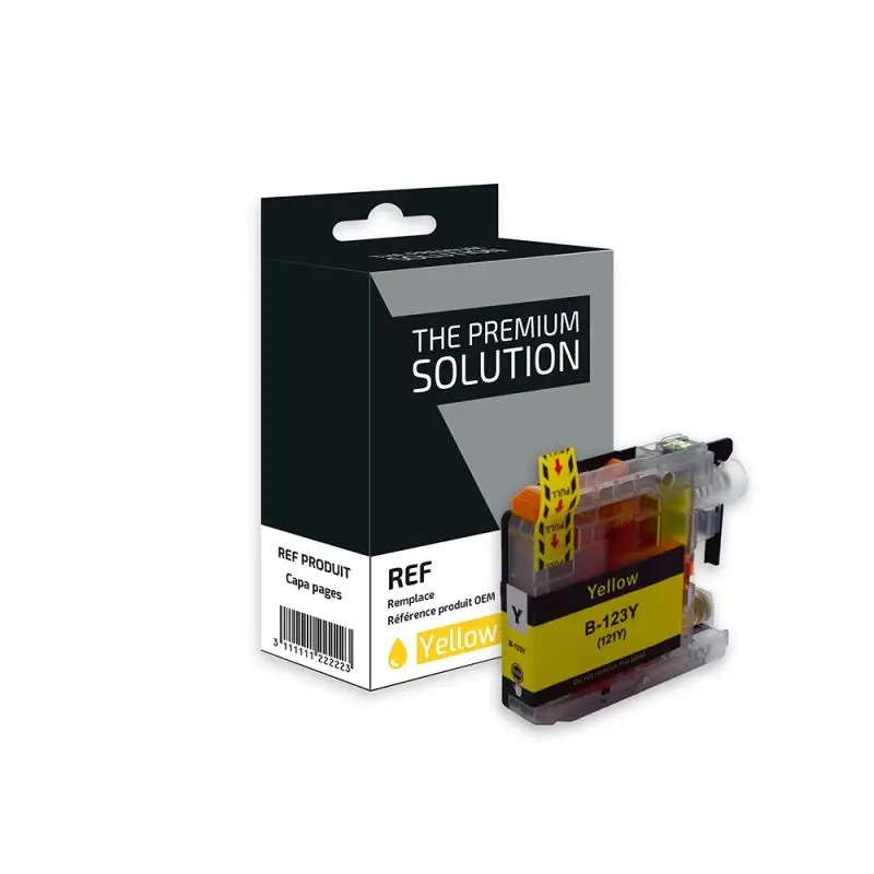 Brother 123 Cartouche Jaune compatible équivalent à LC121, 123Y