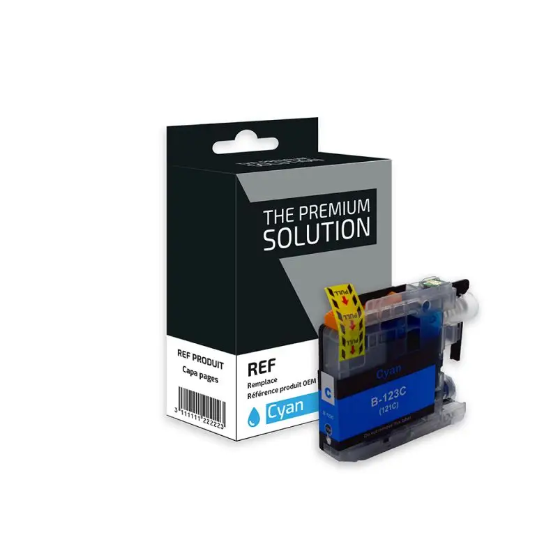 Brother 123 Cartouche Cyan compatible équivalent à LC121, 123C