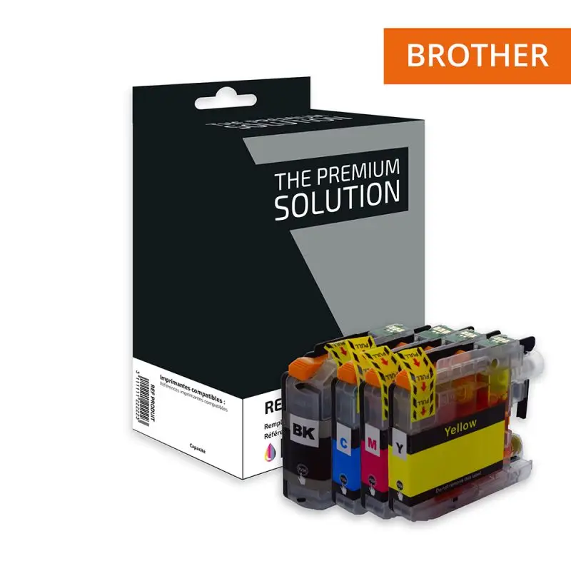 Brother 225/227 Cartouche Pack 4 Couleurs compatible équivalent à LC225, 227